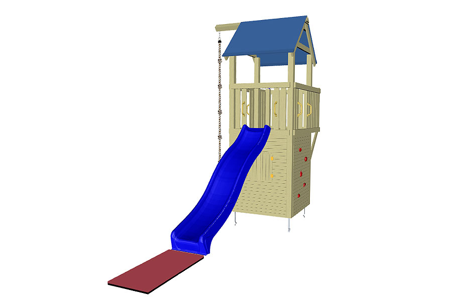 Spielturm Steuermann Spielhaus mit Balkon und Rutsche