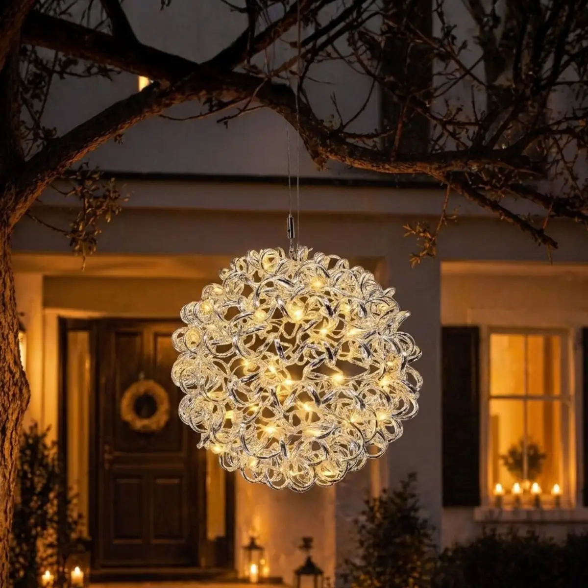 Dekoration aus Aluminium – Kugel & Stern mit warmweißen LEDs & Timer-Funktion