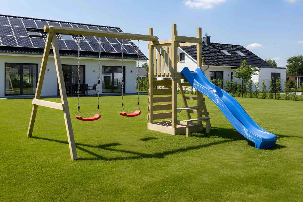 Spielturm Lilly Abenteuer mit Doppelschaukel und Kletterwand