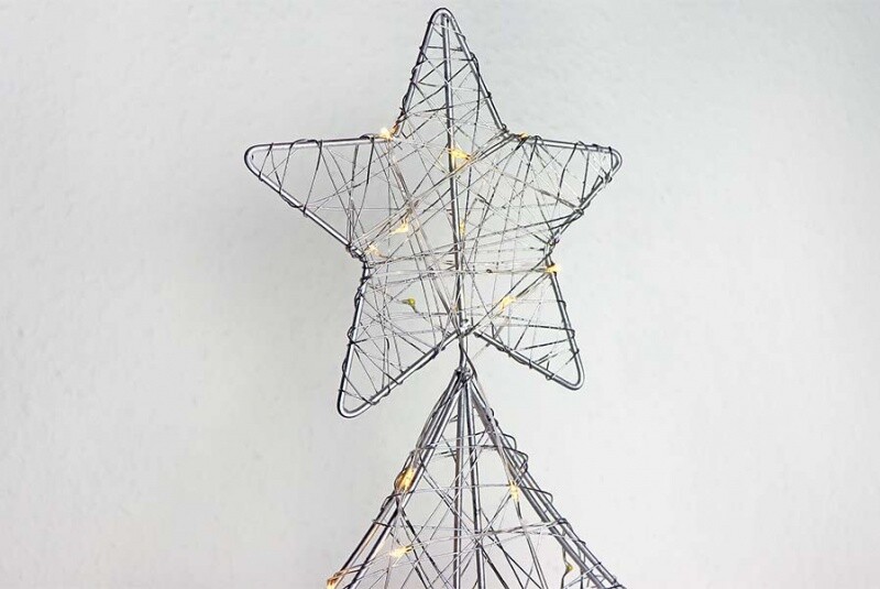 B-Ware Silberdraht-Tannenbaum 100 cm mit 80 warmweißen LED blinkend