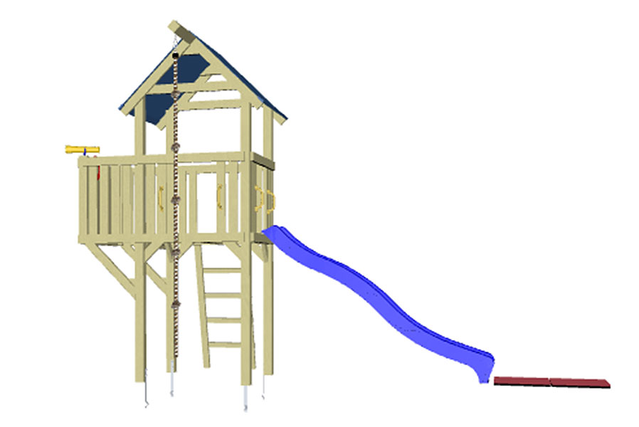 Spielturm Eroberer 118x118x350 cm mit Rutsche 300 cm