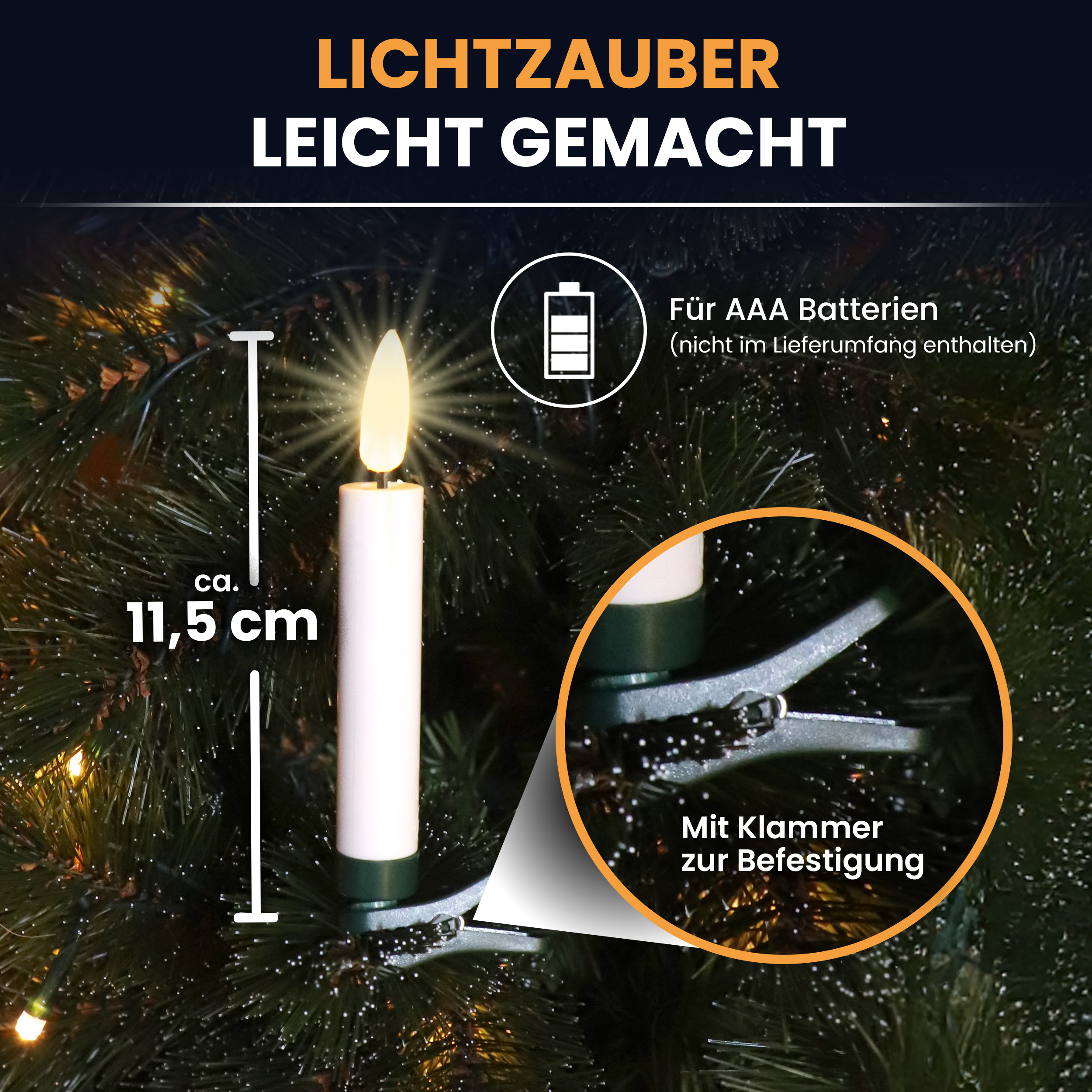 25er kabellose LED-Kerzen warmweiß Baumkerzen mit Fernbedienung Timer-Funktion Christbaumkerzen