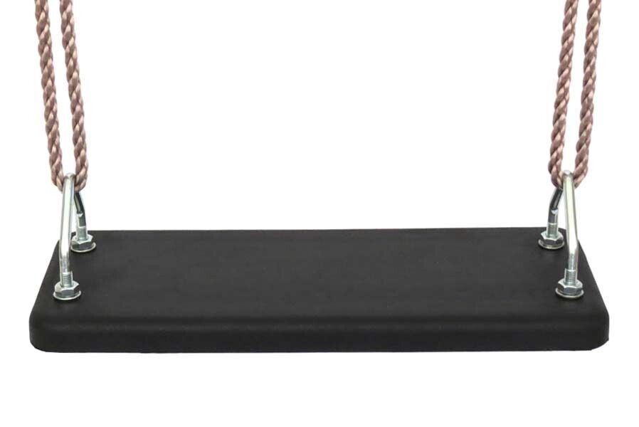 Robuster Schaukelsitz aus Gummi in schwarz mit Seil Schaukelbrett für Kinder