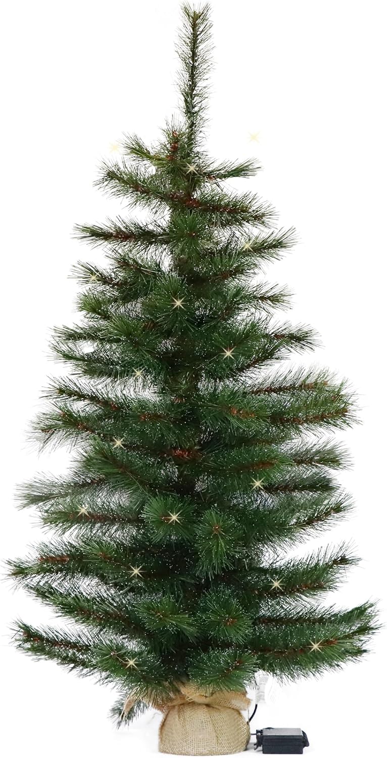 Künstlicher Weihnachtsbaum LED warmweiß kiefernähnlich mit Frosteffekt batteriebetrieben beleuchtet