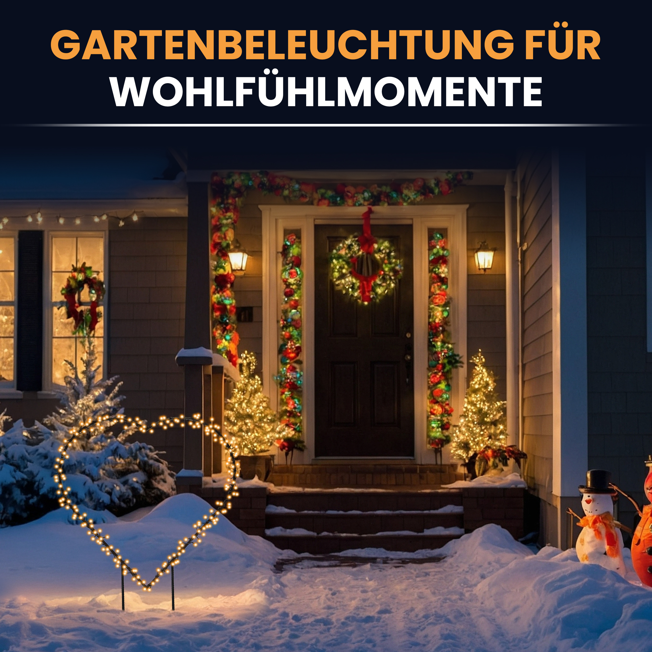 Weihnachtsdeko außen Figuren Herz Beleuchtung 120 LED 60 x 58 cm