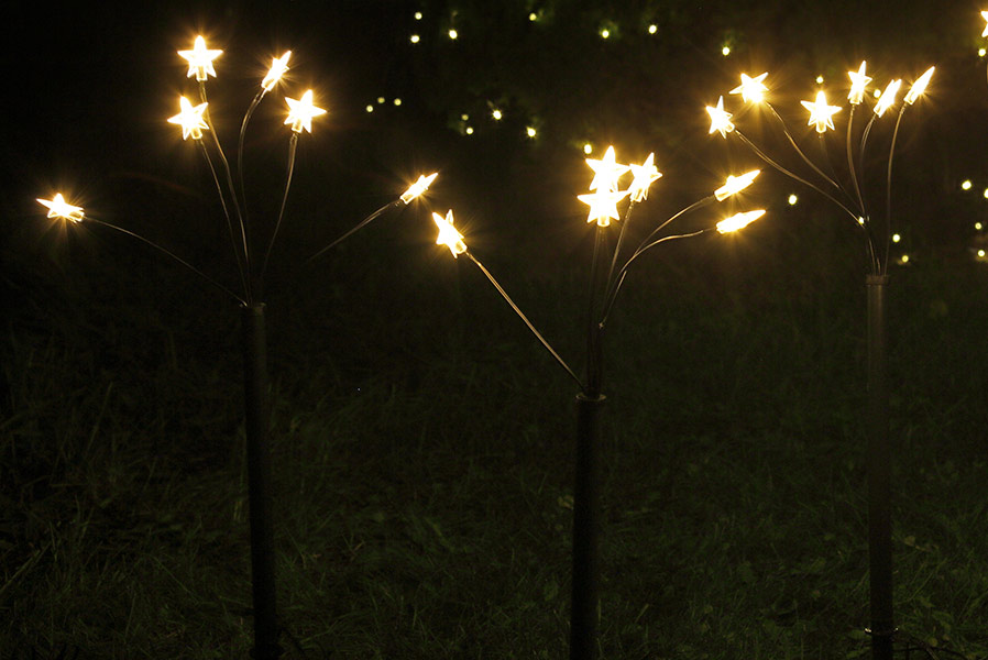 LED-Sternenleuchtstäbe 3-er Set LED warmweiß Gartenbeleuchtung
