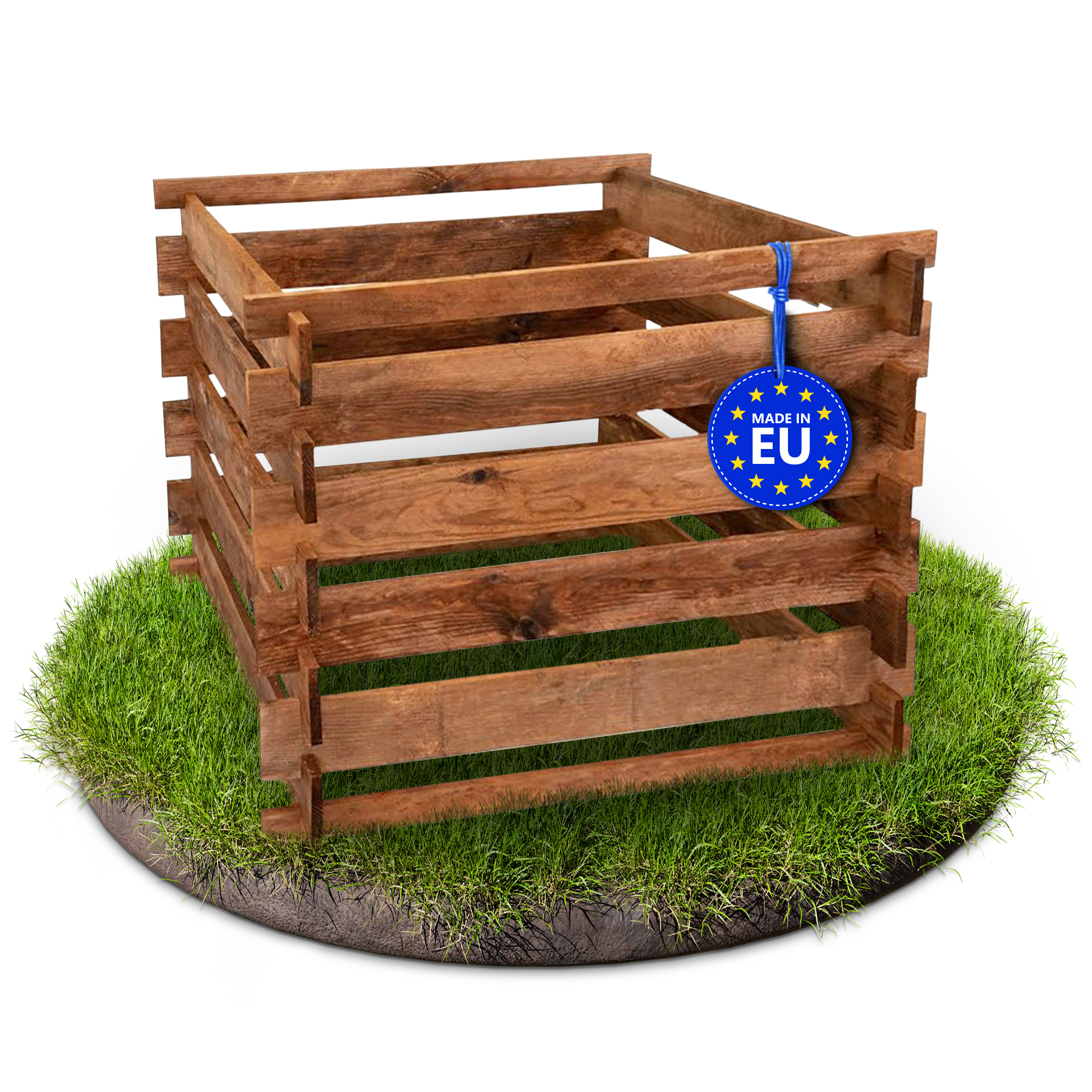 Komposter 90x90x70 cm für den Garten aus Holz mit Stecksystem Kompostsilo