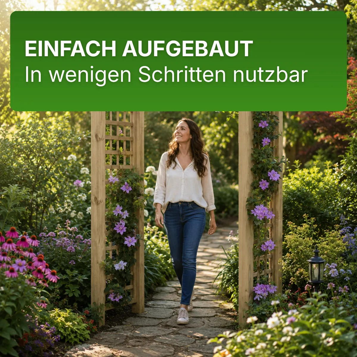 Torbogen Pergola Holzbogen aus Holz KDI mit Rankgitter Rosenbogen Rankhilfe