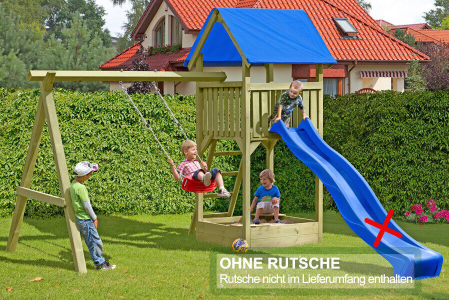 Spielturm Premium S für Kinder mit Sandkasten und Schaukel