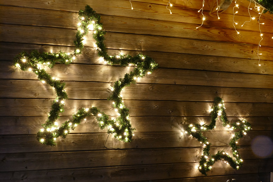 Weihnachtsstern 60 cm mit Girlande und 80 LED-Lichterkette für außen
