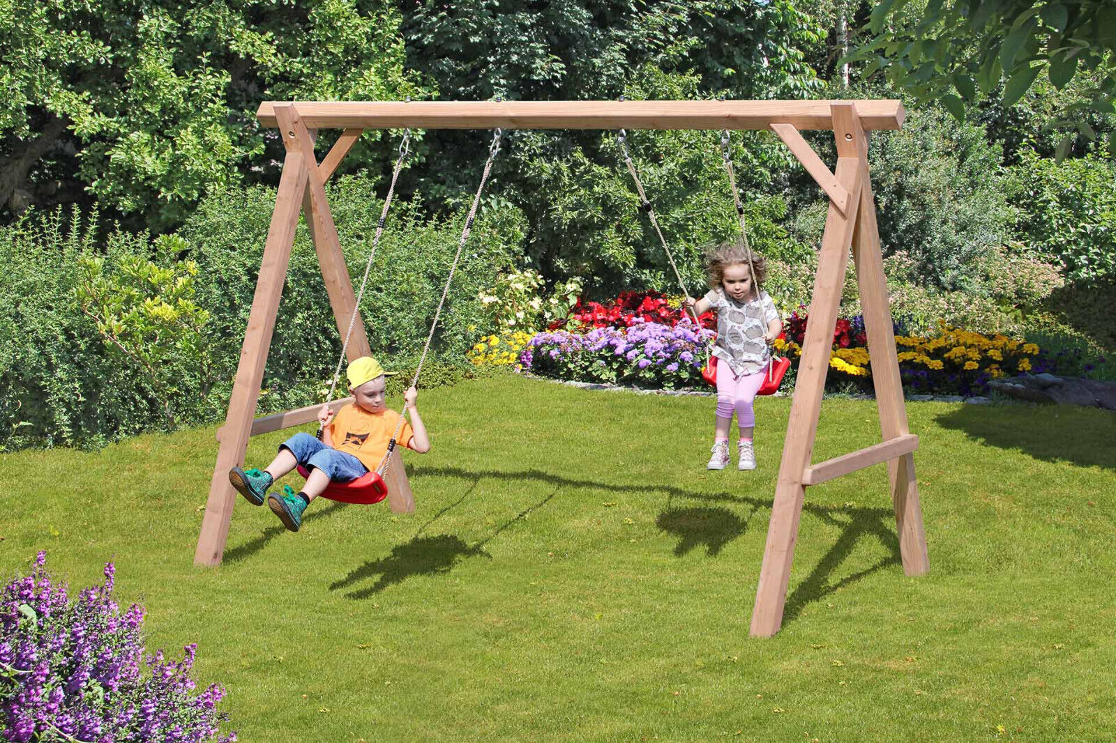 Schaukelgestell aus Lärchenholz Premium 1.2 Doppelschaukel für Kinder Schaukel für Garten