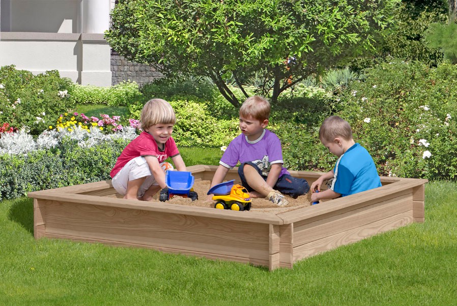 Holz-Sandkasten 150x150 cm aus Lärchenholz unbehandelt