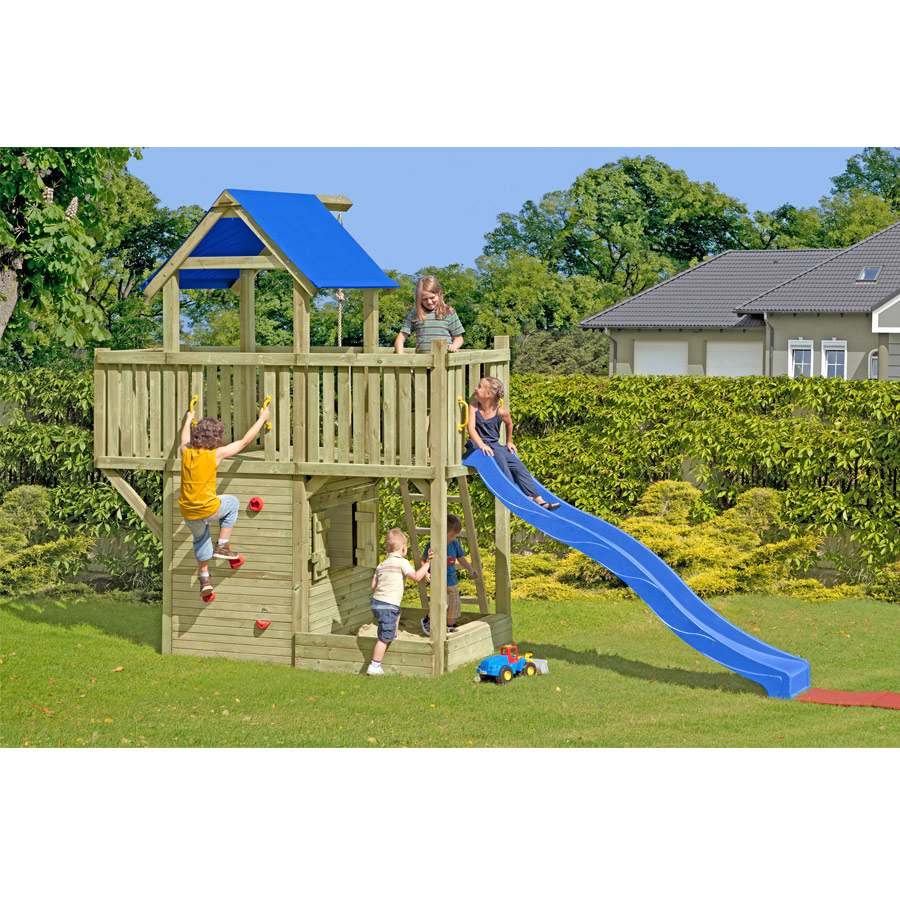 Spielturm Galeone mit Spielhaus, Kletterwand und Rutsche