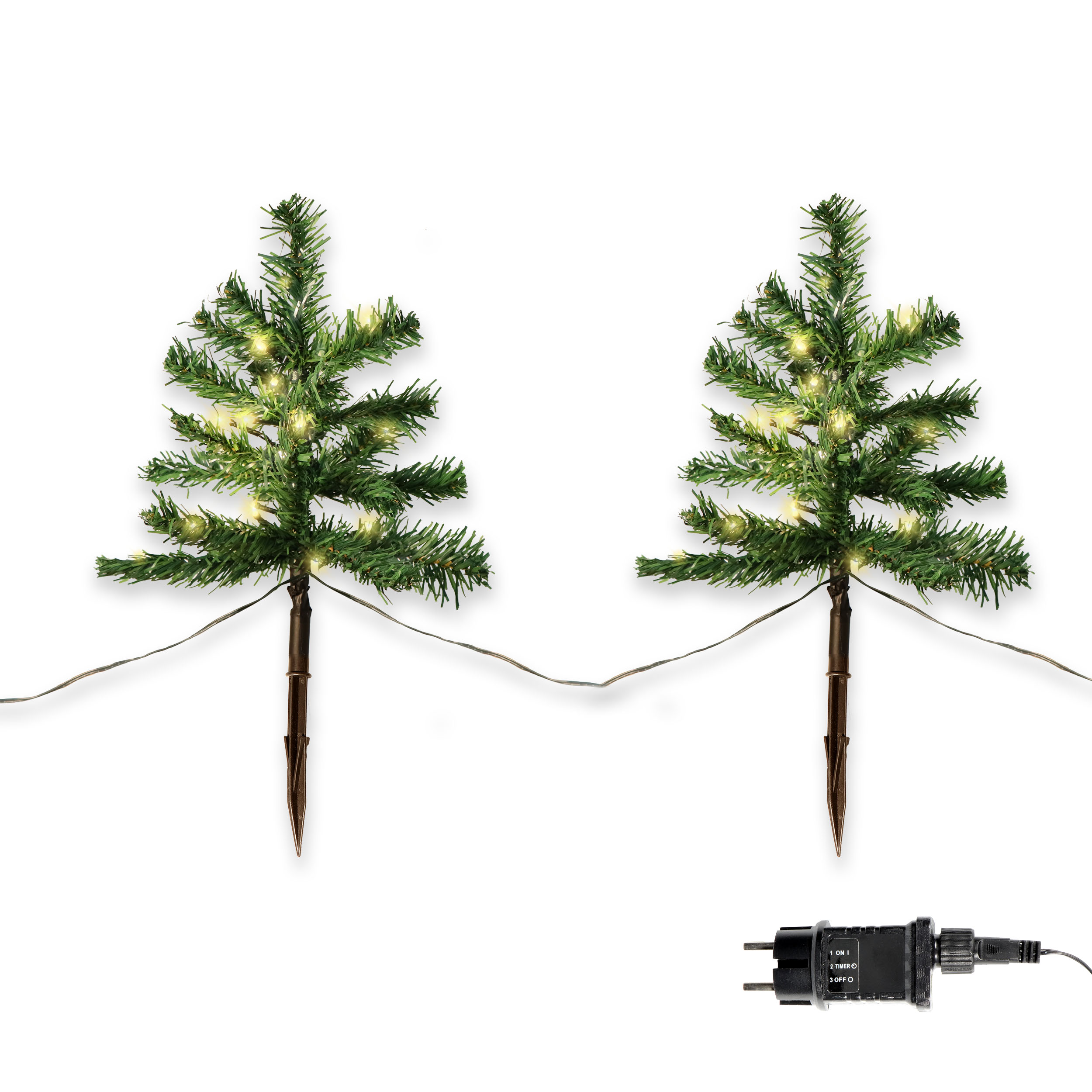 Tanne 5er Set mit LED warmweiß Lichterkette Weihnachtsbäumen Mini-Tannen Weihnachtsdekoration