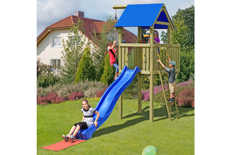 Spielturm Eroberer 118x118x350 cm mit Rutsche 300 cm