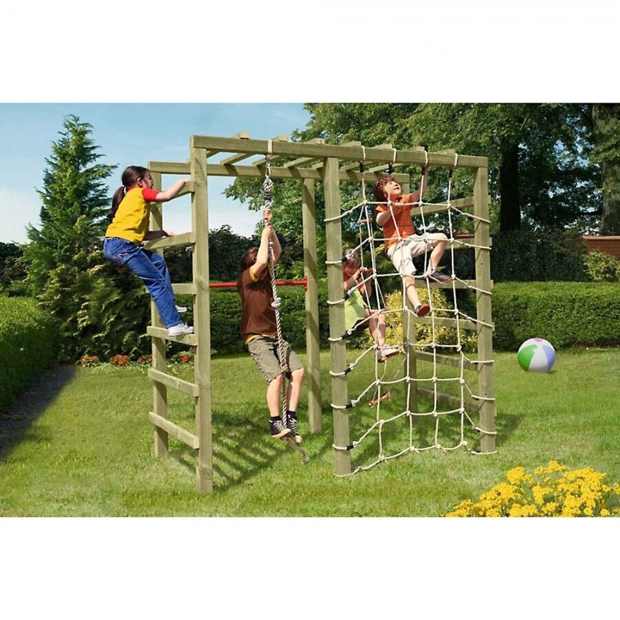 Spielgerüst mit Kletternetz und Turnreck für Kinder Klettergerüst für den Garten