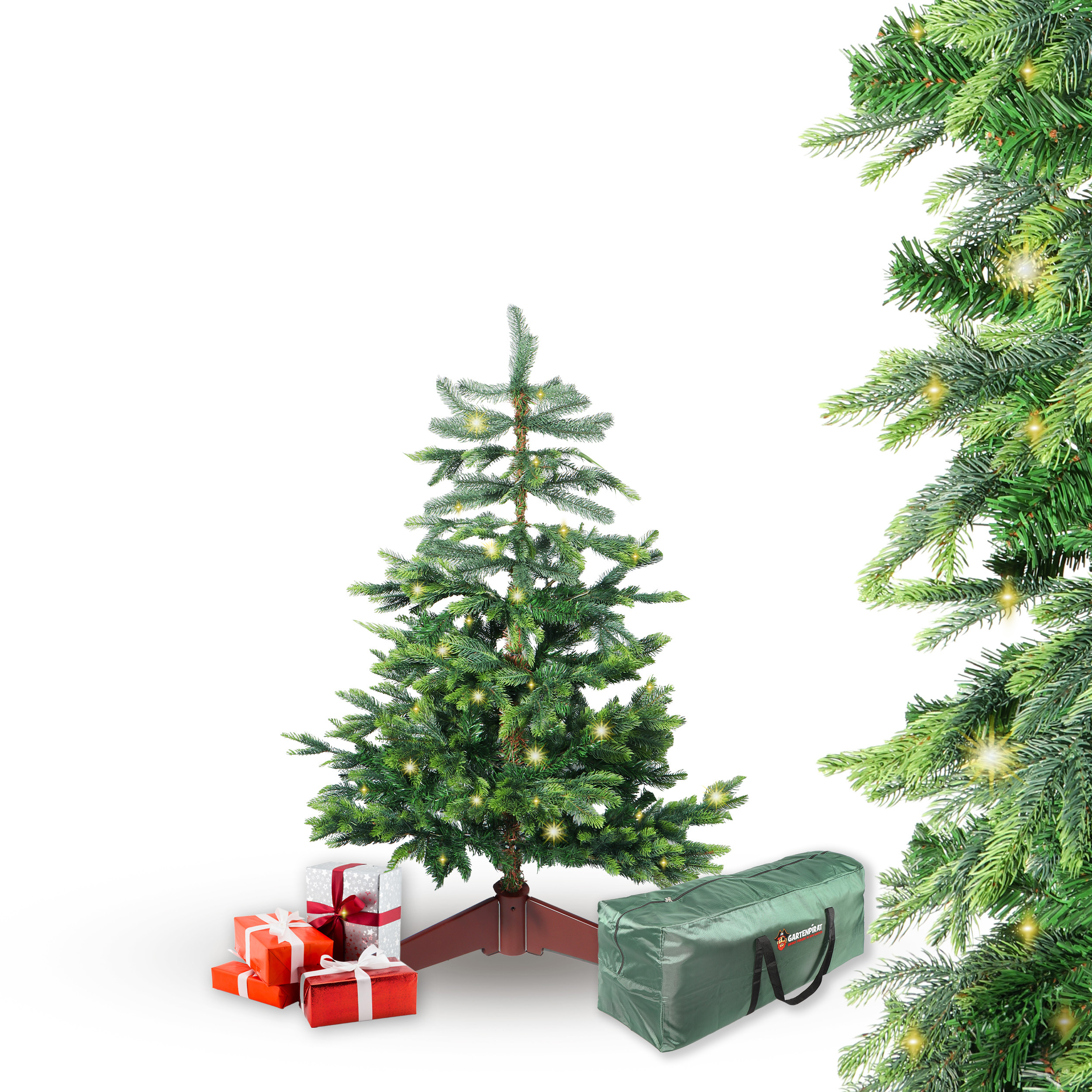 BonTree Fichte künstlicher Weihnachtsbaum mit LED Christbaum Komfort Set