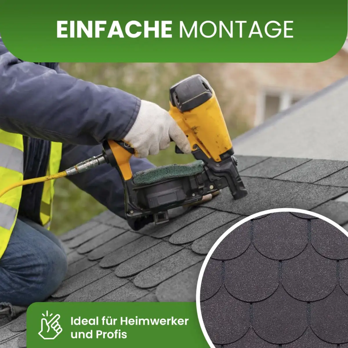 Bitumendachschindeln Biberschwanz Schwarz 2 m² Dachdeckung