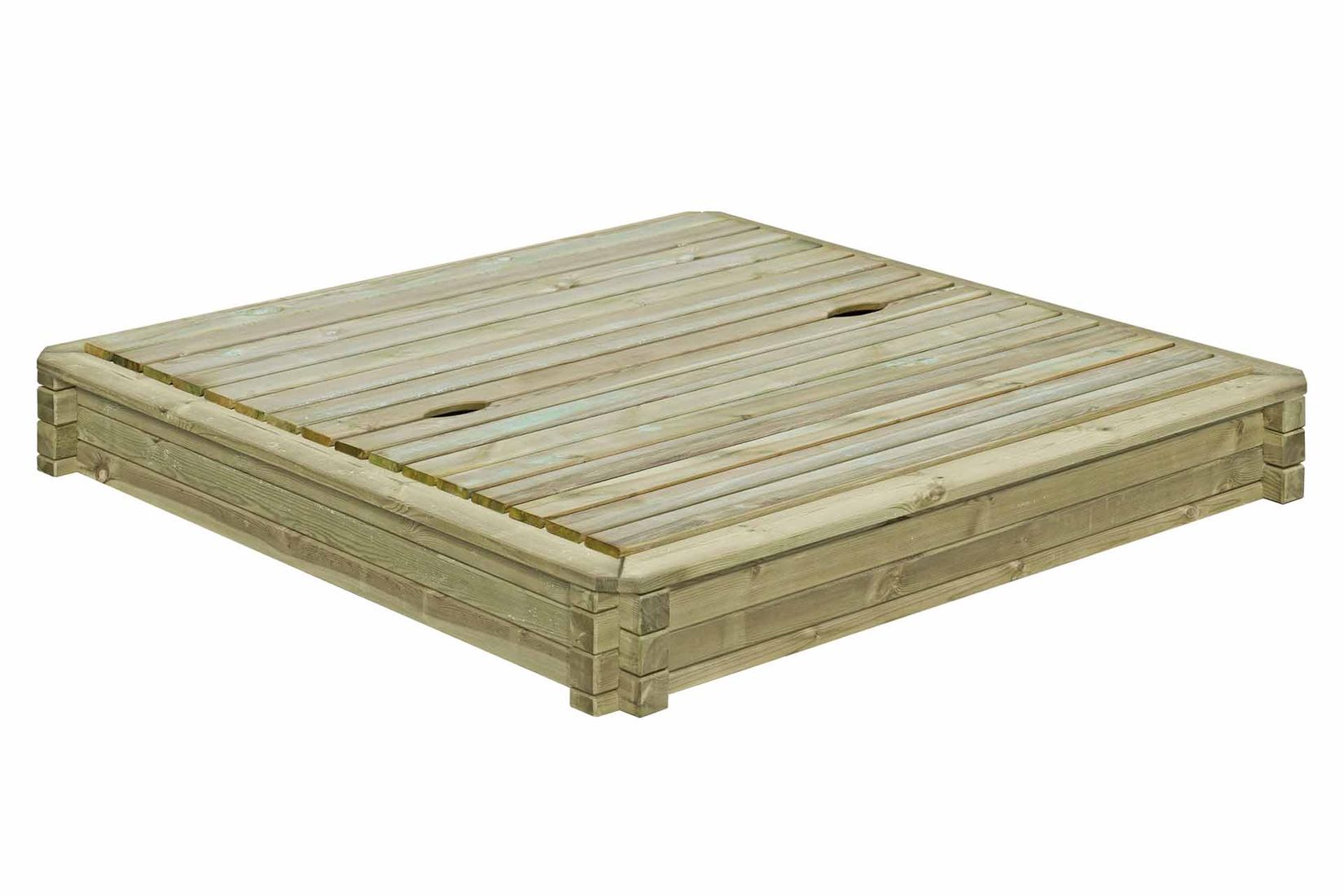 Sandkasten 180x180 cm mit Deckel aus Kantholz 7x7 cm