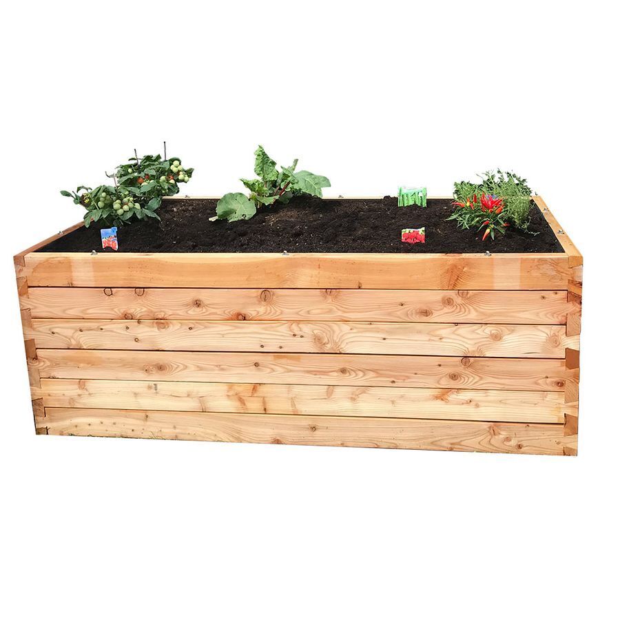 Hochbeet aus Lärchenholz 198 x 98 x 74 cm mit Stecksystem 200 x 100 cm