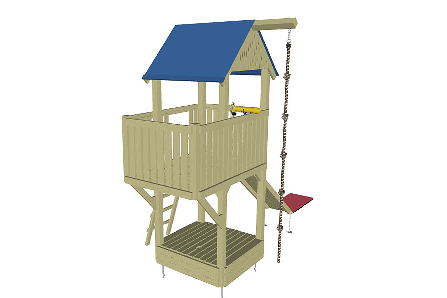 Spielturm Abenteuer mit Klettersteg und Sandkasten