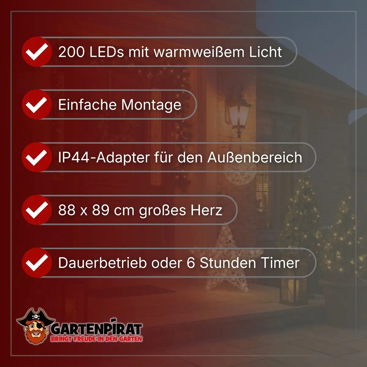 Weihnachtsdeko außen Figuren Herz Beleuchtung