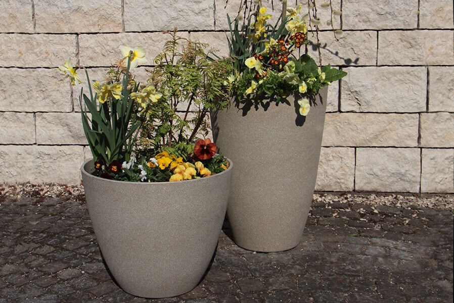 Pflanzkübel rund aus Kunststoff Pflanztopf für den Garten Blumentopf außen Übertopf
