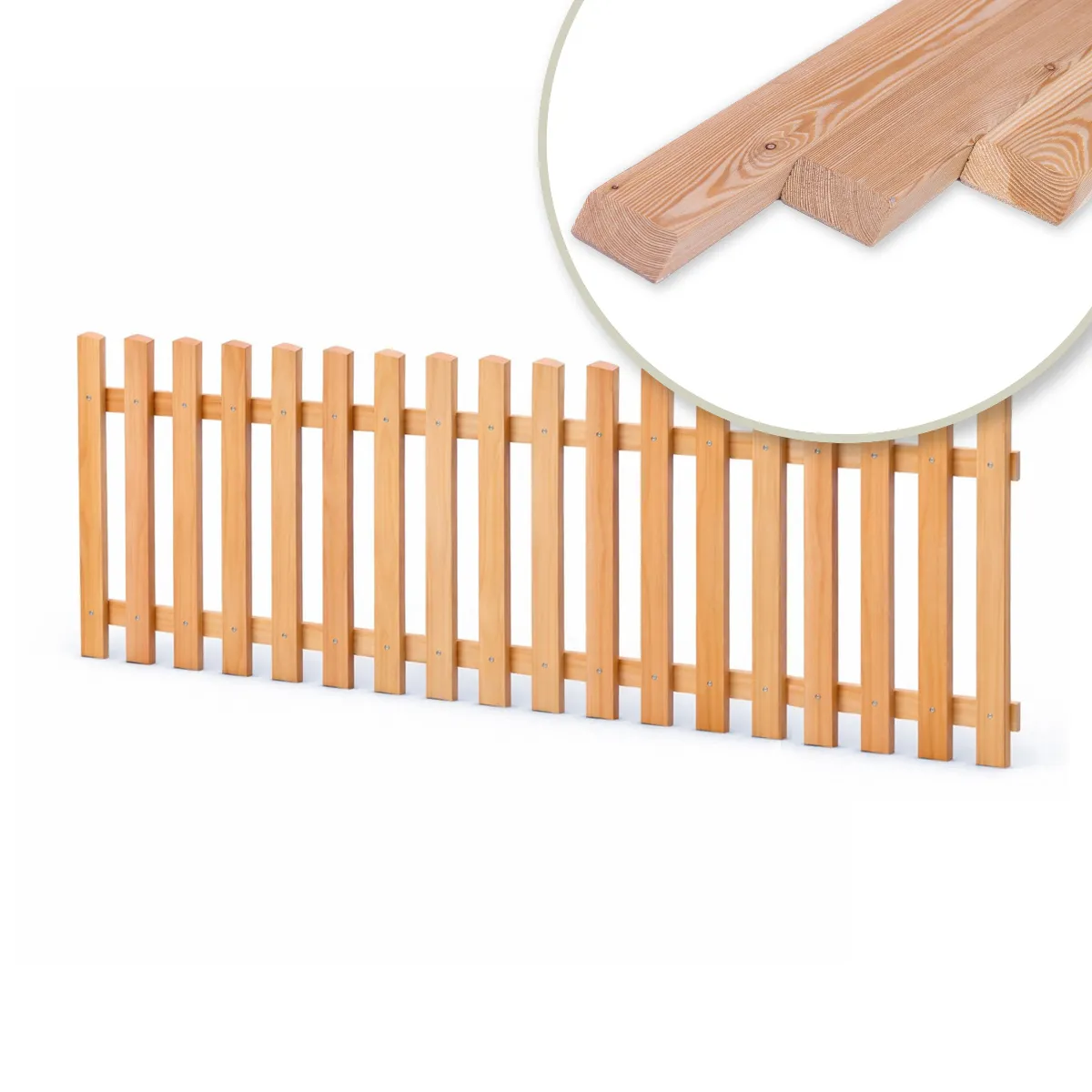 Holzpaket für Gartenzaun Lattenzaun inkl. Schrauben 180 cm breit Lärche natur Typ B 60 cm hoch