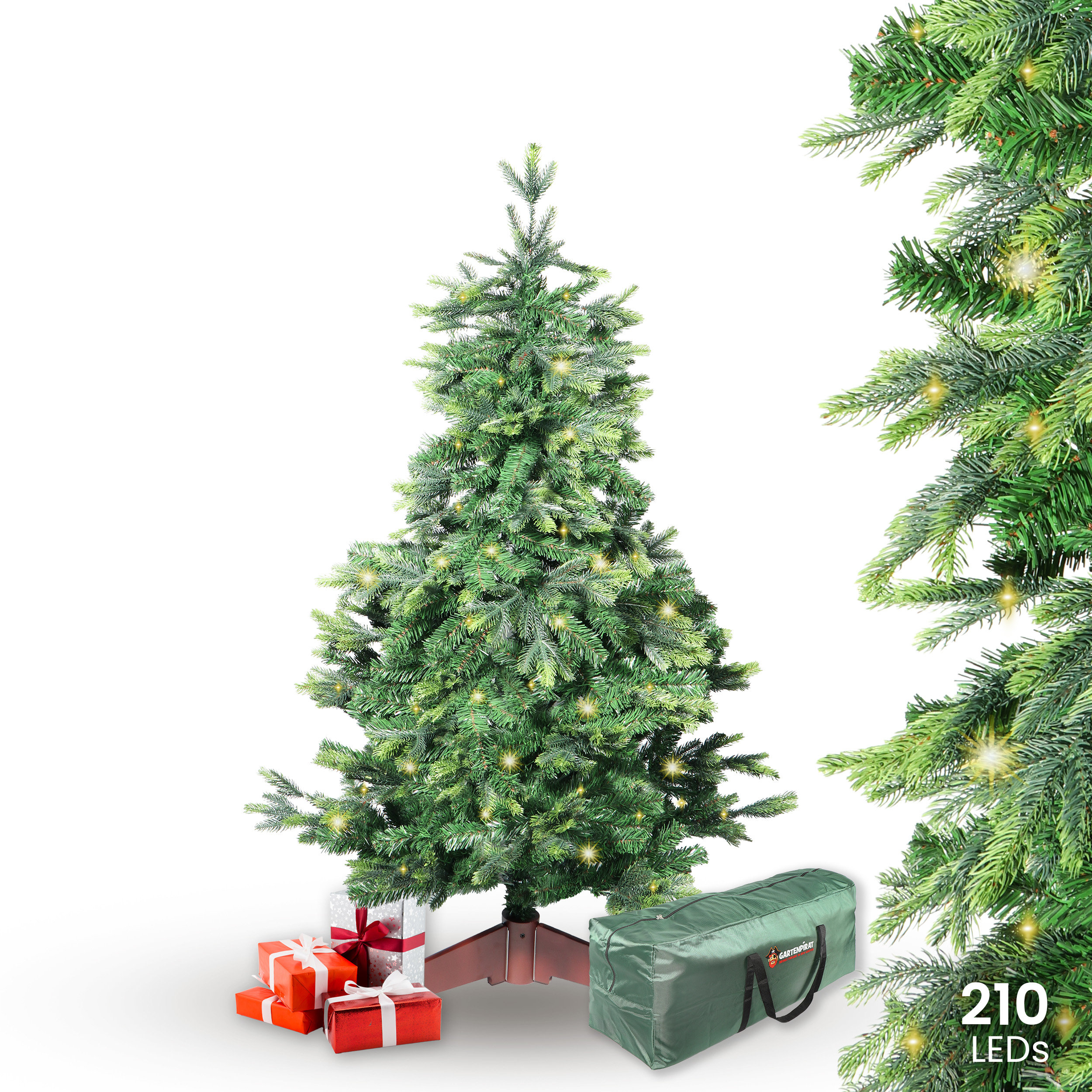 BonTree Tanne Weihnachtsbaum 180 cm 220 LED Komfort-Set  Gartenpirat