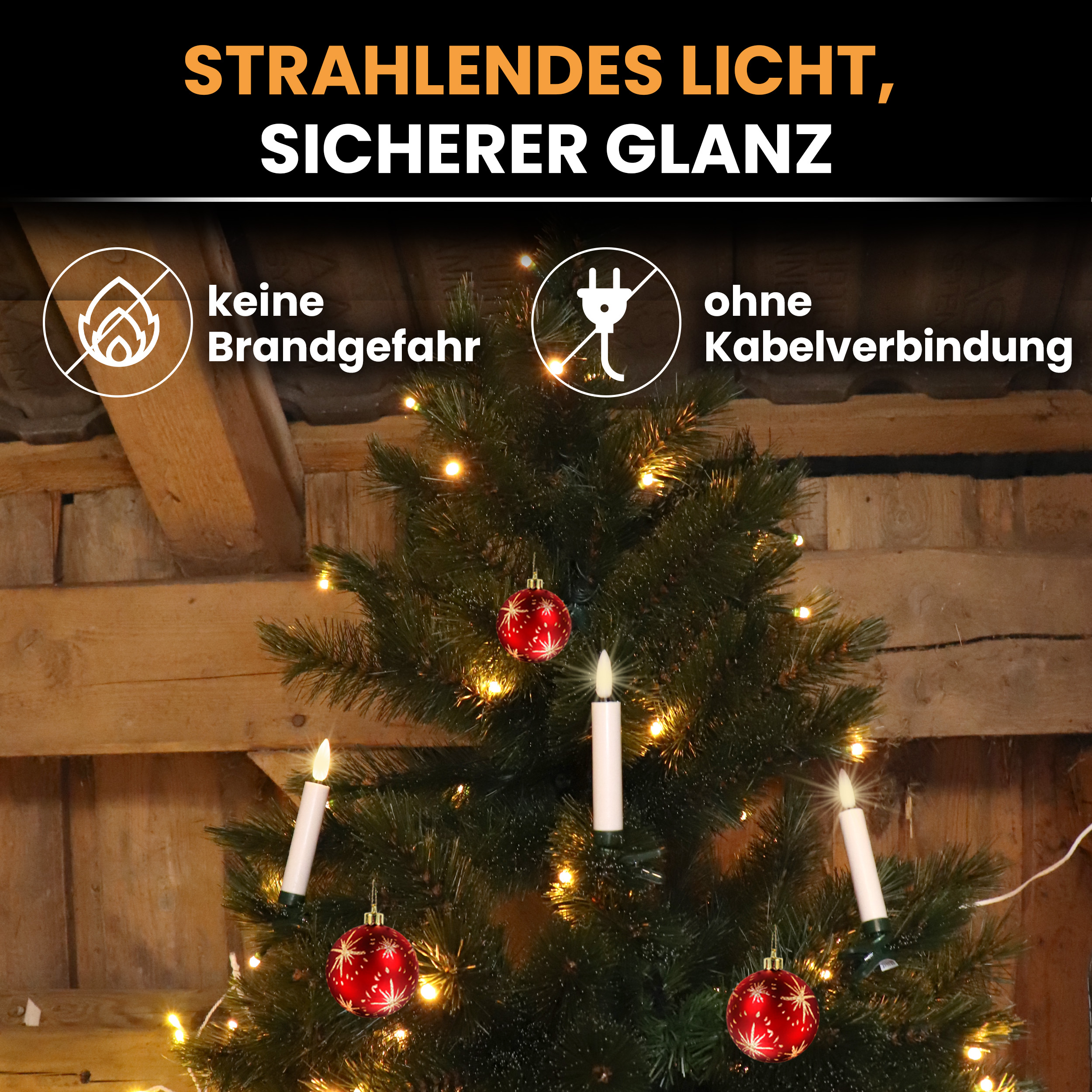 25er kabellose LED-Kerzen warmweiß Baumkerzen mit Fernbedienung Timer-Funktion Christbaumkerzen