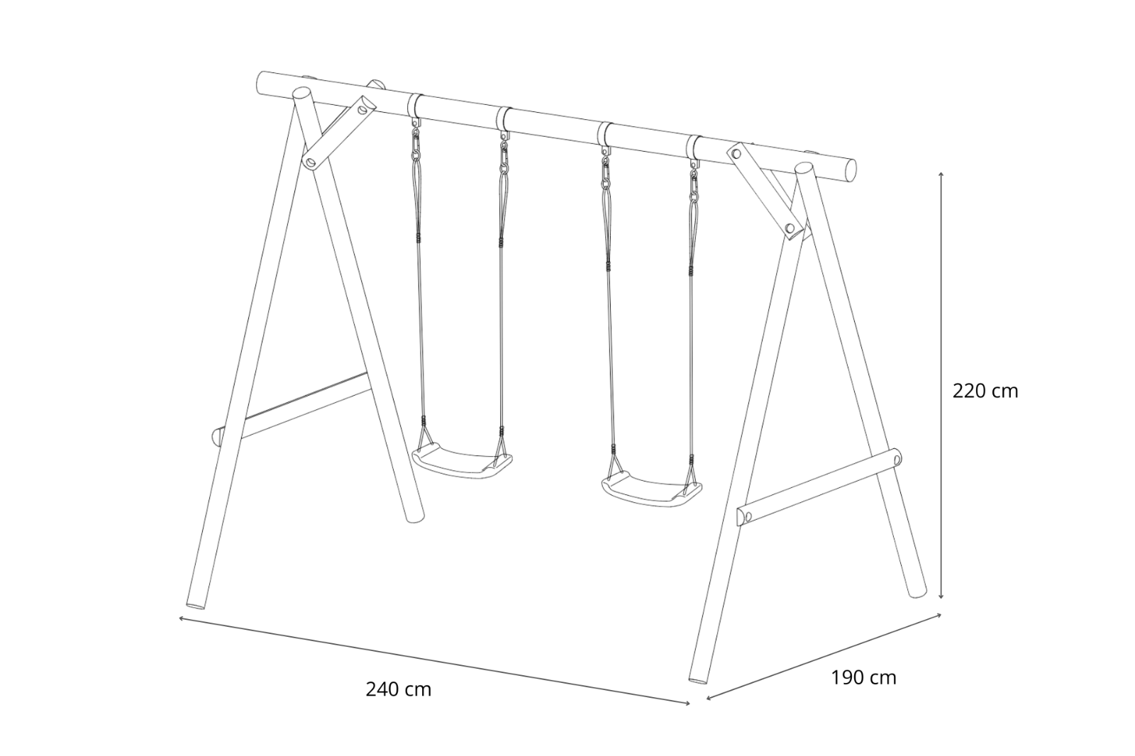 Schaukelgestell Doppelschaukel Typ 1.2 Schaukelgerüst für Kinder Holz KDI Classic