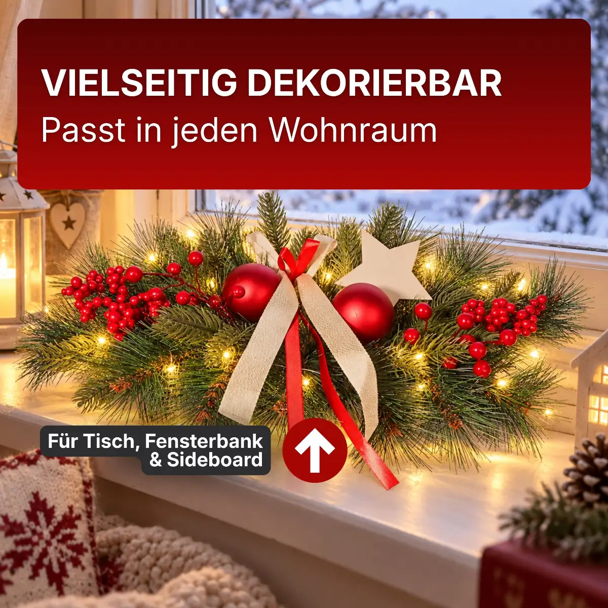 Adventsgesteck für Tisch, Fensterbank, Sideboard