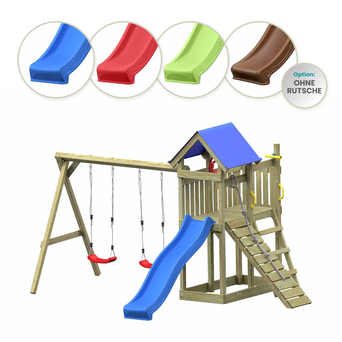 Spielturm Susi Fun mit Kletterrampe und Doppelschaukel