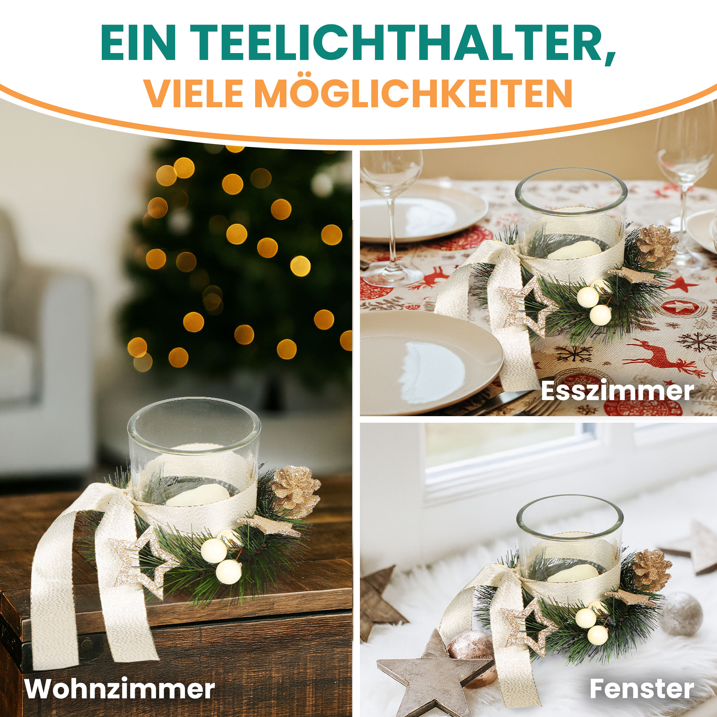 Teelichthalter Ø15 cm Grabgesteck für Allerheiligen