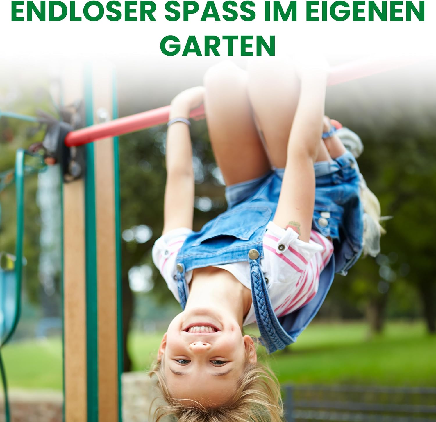 Turnreck aus Rundholz mit Reckstange rot Kletterstange Turnstange für draußen