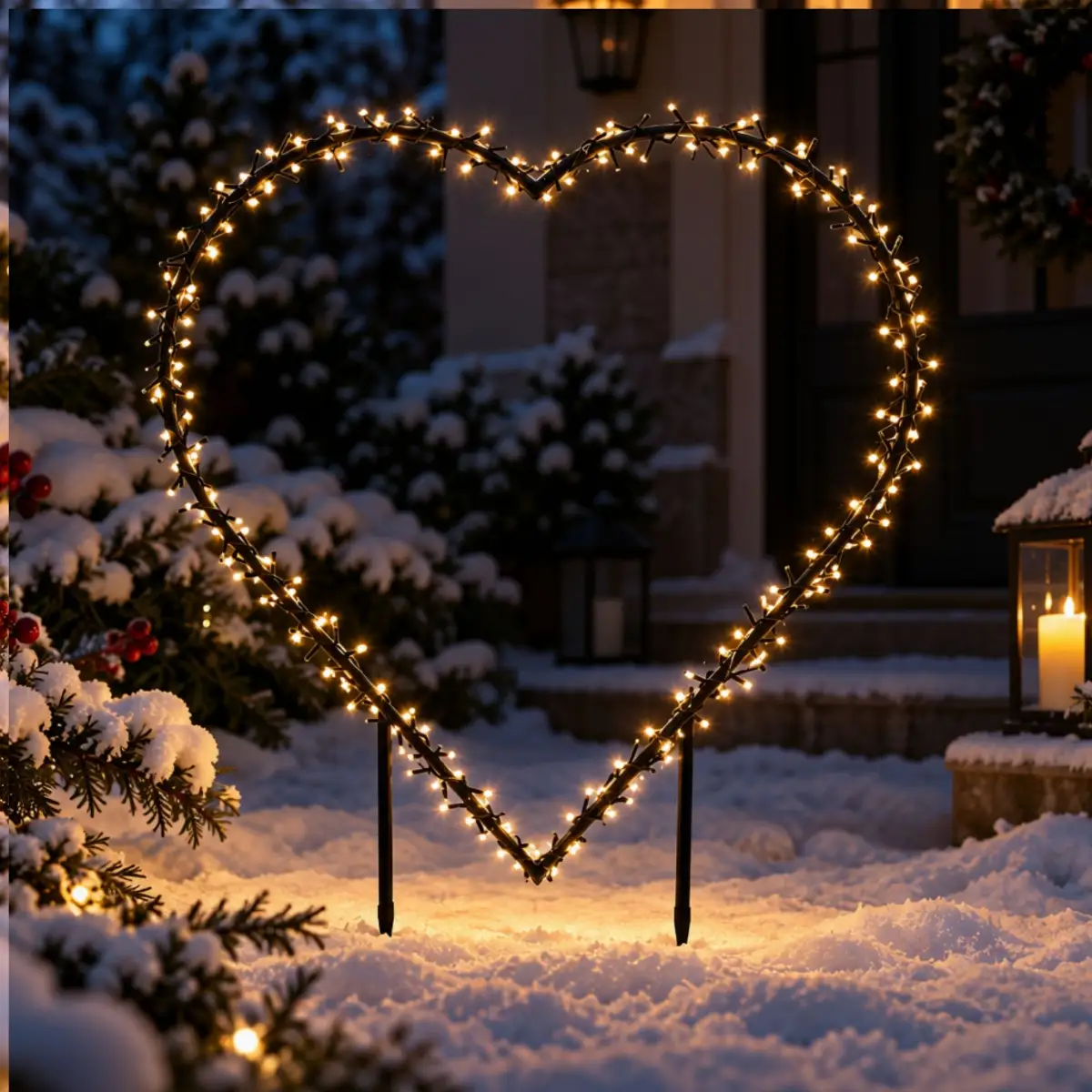 Weihnachtsdeko außen Figuren Herz Beleuchtung 120 LED 60 x 58 cm