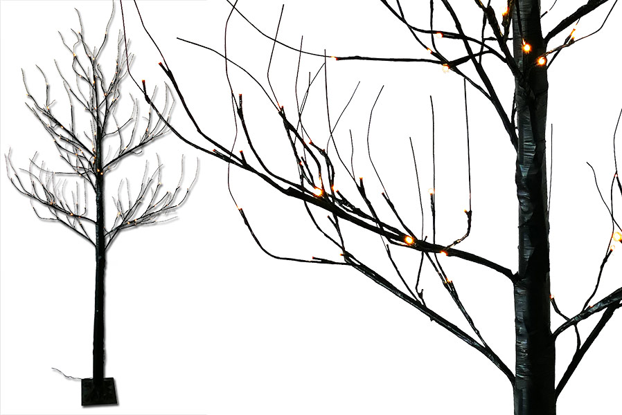 Baum 200 cm schwarz mit beleuchteten Zweigen 168 LED warmweiß LED-Lichterbaum