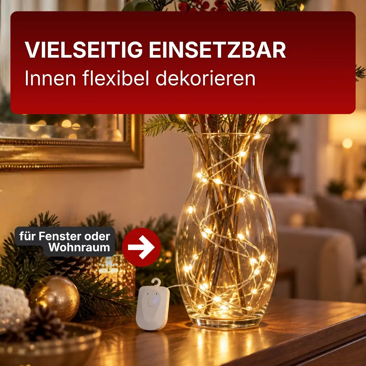LED Lichterkette für innen fpr Tisch, Regale, Fenster