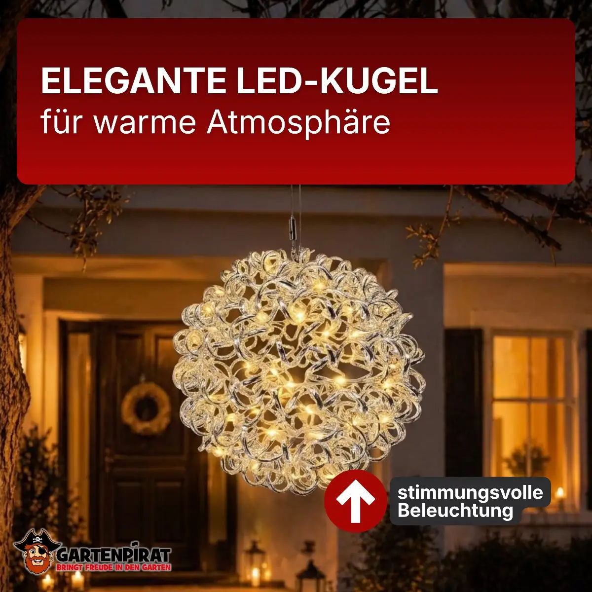 Aluminium Drahtkugel mit LED-Beleuchtung