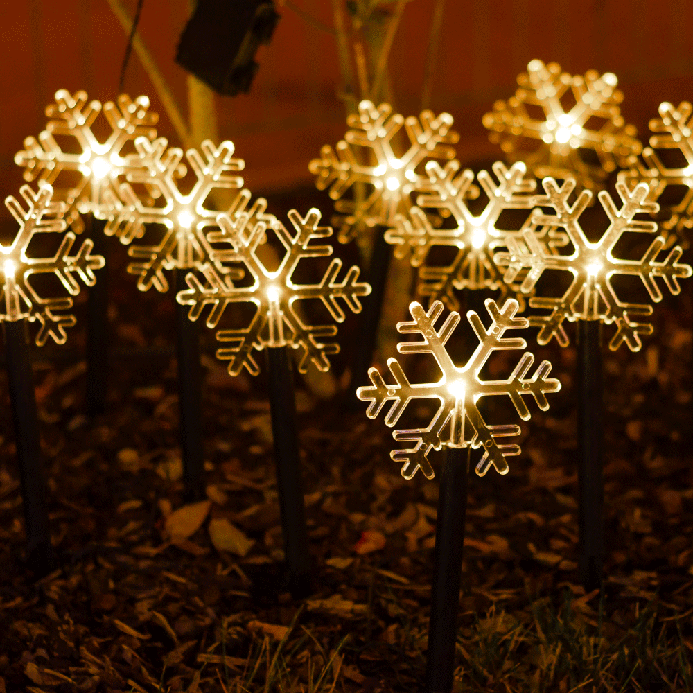 LED Leuchtstäbe 10er Set warmweiß Batteriebetrieben innen und außen Tannenbaum Schneeflocke