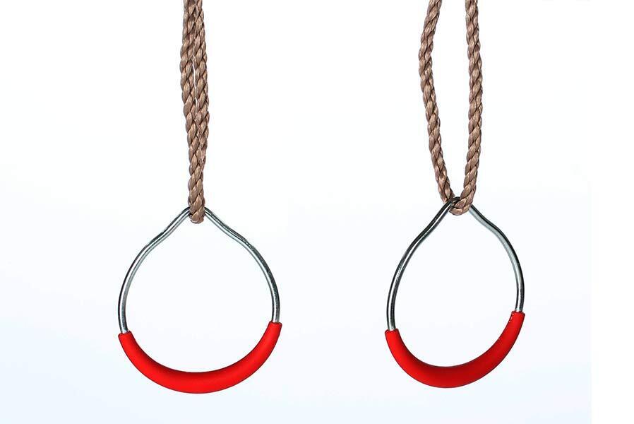 Turnringe aus Metall mit Seil Schaukelringe mit rotem Kunststoffgriff für Spielturm Schaukel