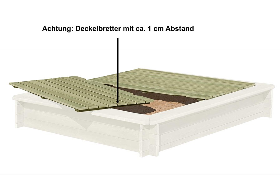 Sandkasten 180x180 cm aus Palisaden Ø 10 cm mit Deckel