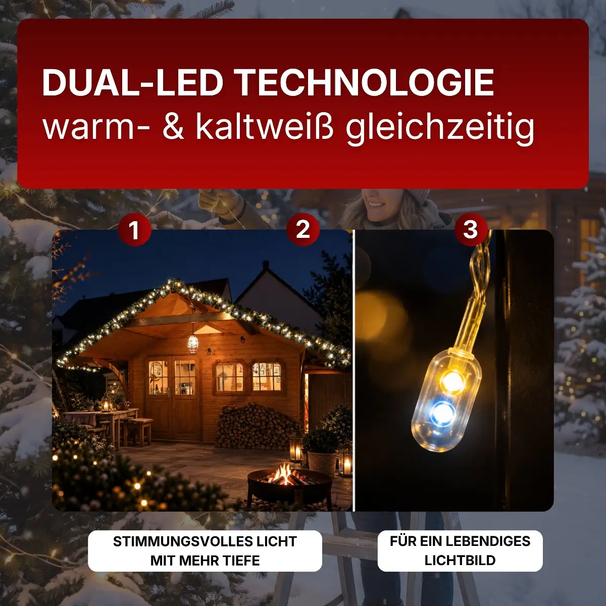 Künstliche Tannengirlande 5 m mit 80 DUAL-LEDs