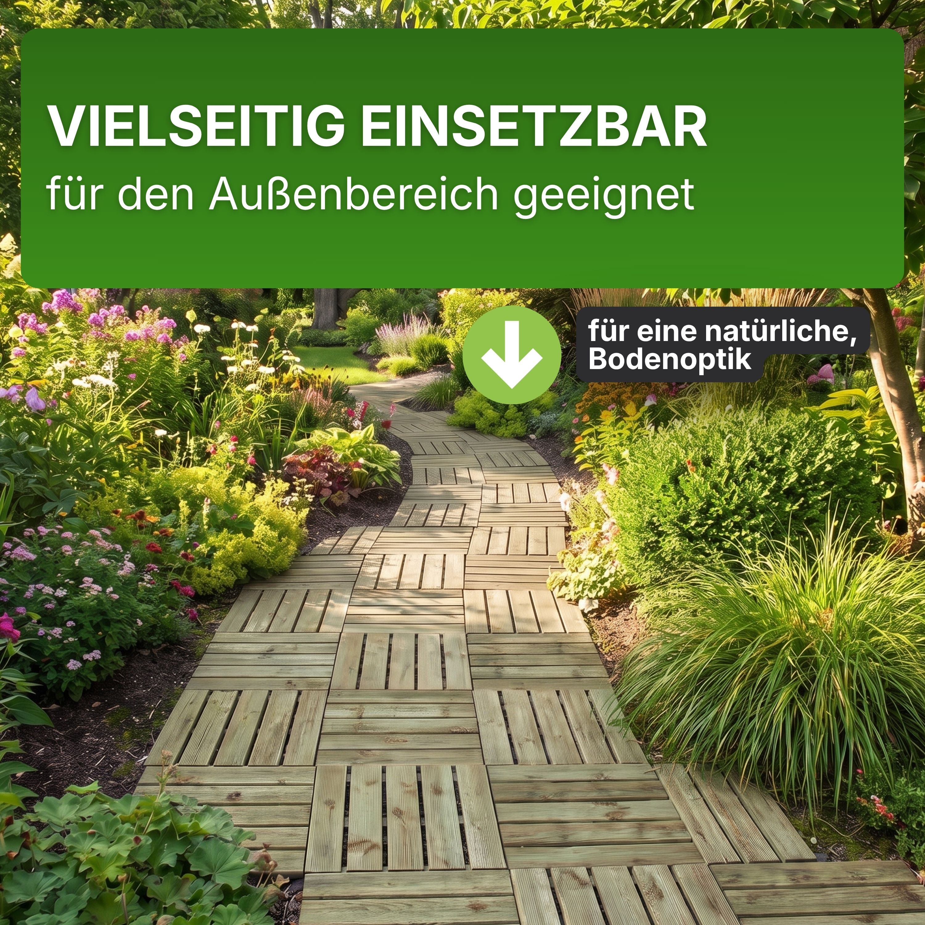 Holzfliese grün imprägniert 50x50 cm Fliese Bodenfliese Terrassenfliese