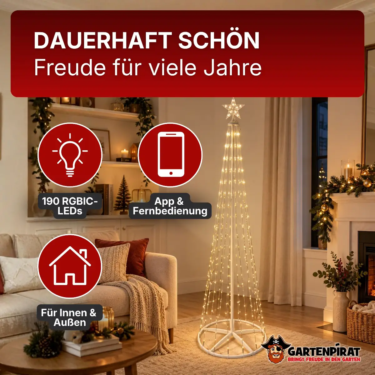 RGBIC LED Weihnachtsbaum mit App- & Fernbedienung