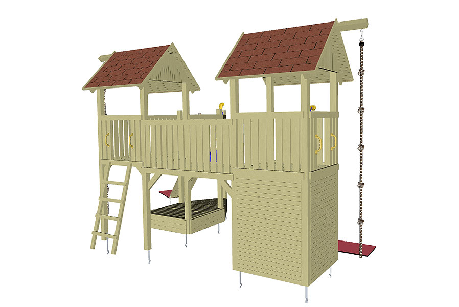 Piratenrepublik - Spielanlage mit zwei Spieltürme Piratenschiff und Rutsche