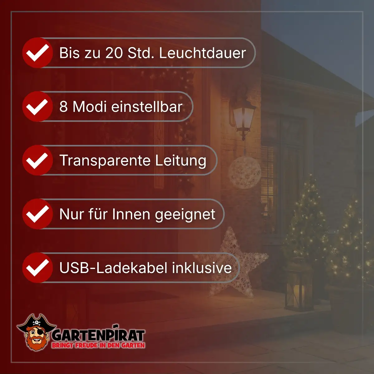 Lichterkette mit 4 Sternen