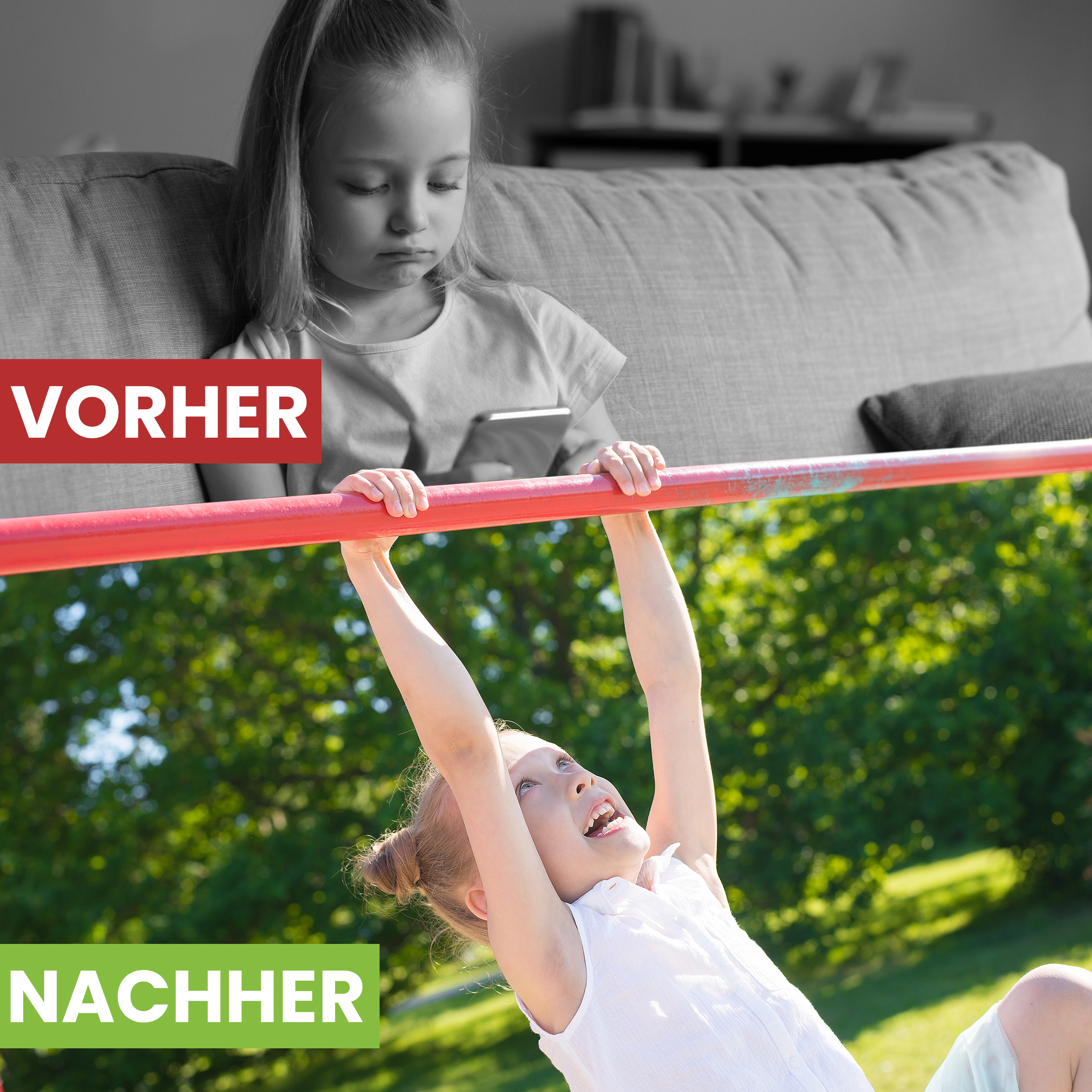 Turnreck aus Lärchenholz ⌀ 12 cm mit Edelstahl-Reckstange und Einschlaghülsen