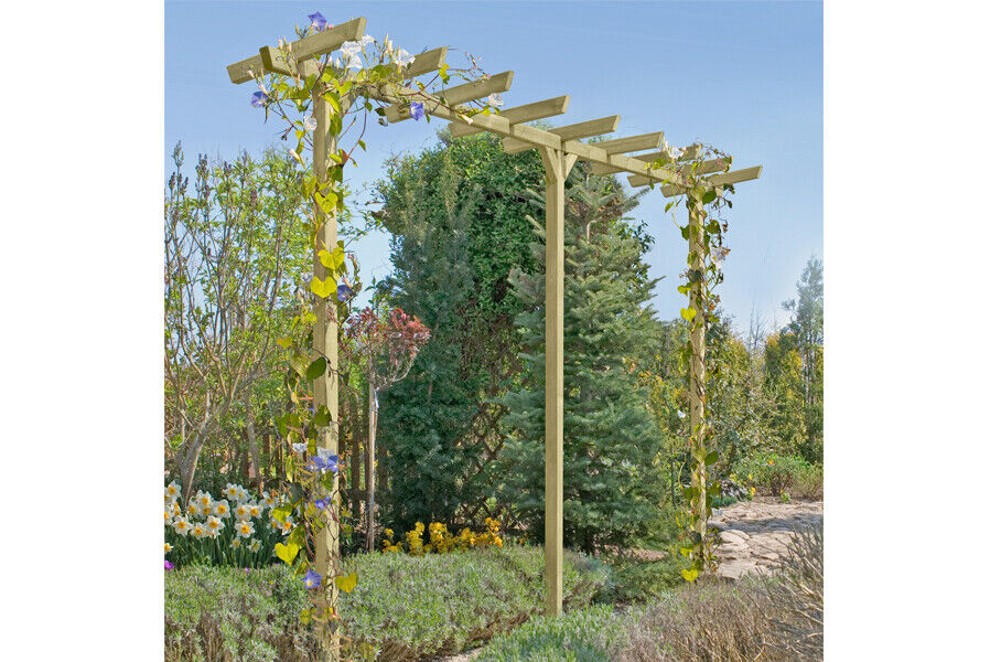 Pergola aus Holz 450 cm lang Torbogen Rankhilfe Rankgerüst Blumenbogen Spalier Rosenbogen