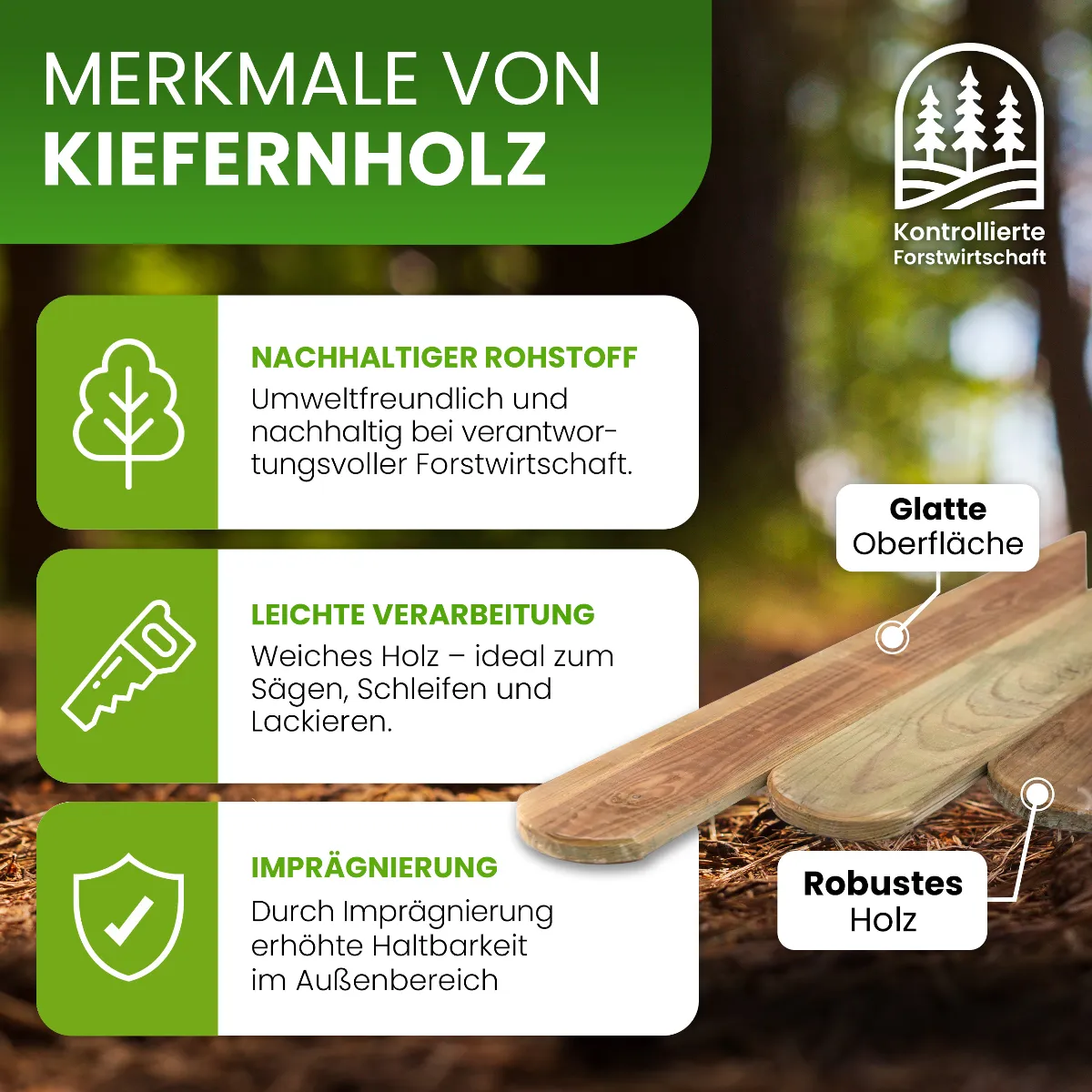 Holzpaket für Gartenzaun Lattenzaun inkl. Schrauben 180 cm lang Kiefer imprägniert Typ A 60 cm hoch